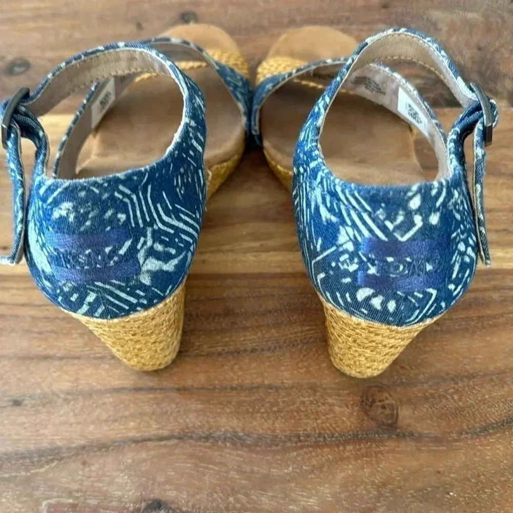 Toms Wedges Rattan & Blue 8.5 - Picture 5 of 7
